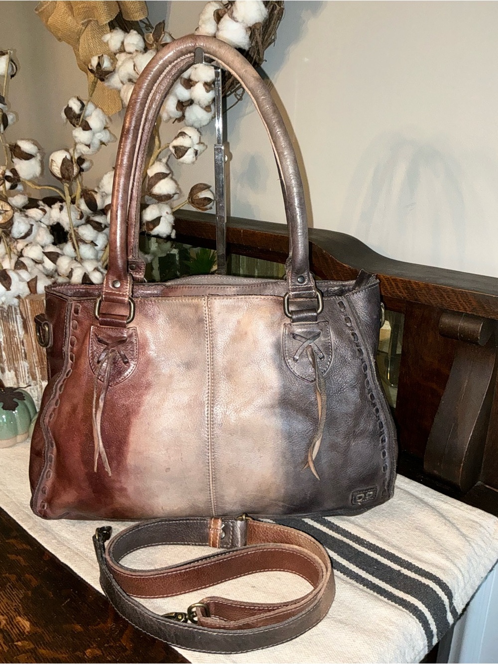 NWOT Bed Stu Rockababy Leather Satchel Shoulder Crossbody Bag Starry Night $325